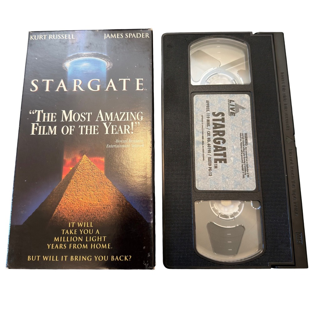 Stargate VHS 1994 Movie Kurt Russell James Spader Sci-Fi LIVE Ent 60190 PG-13